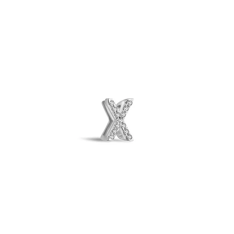 18k Gold Initial Letter "X" Diamond Pendant