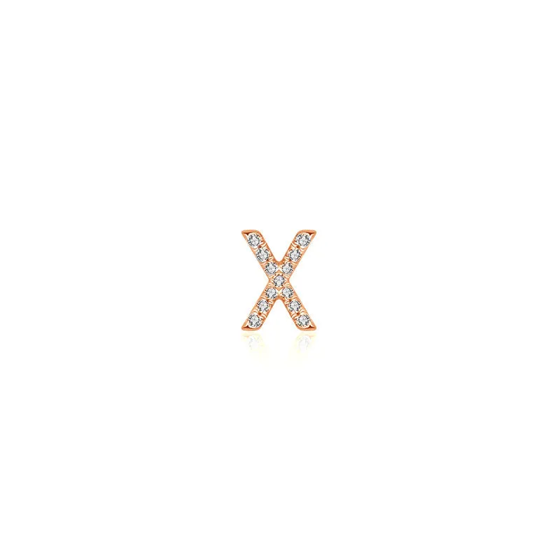 18k Gold Initial Letter "X" Diamond Pendant