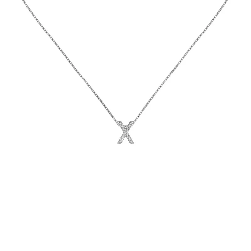 18k Gold Initial Letter "X" Diamond Pendant