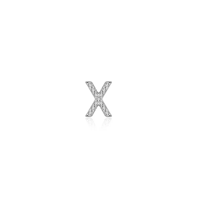 18k Gold Initial Letter "X" Diamond Pendant