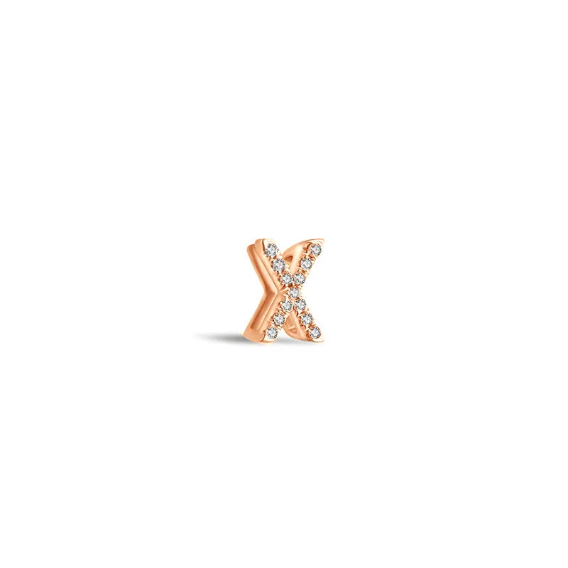 18k Gold Initial Letter "X" Diamond Pendant
