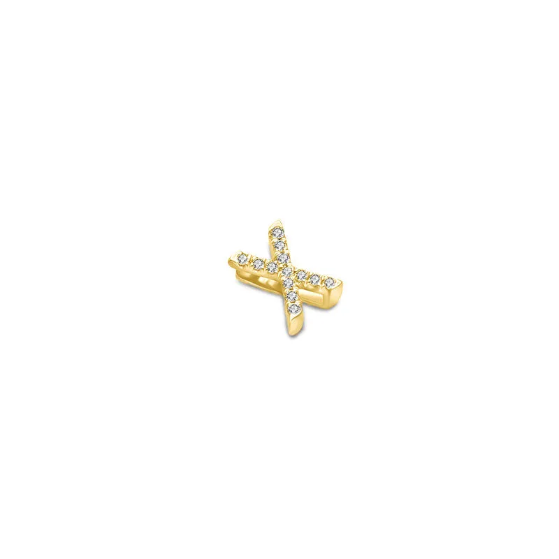 18k Gold Initial Letter "X" Diamond Pendant
