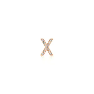 18k Gold Initial Letter "X" Diamond Pendant