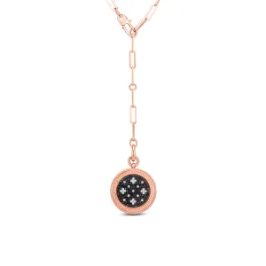 18K Rose Venetian Princess Black and White Diamond Medallion