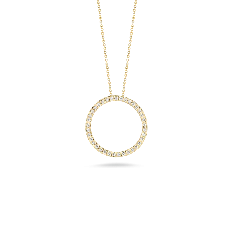 18K YELLOW GOLD CIRCLE PENDANT WITH DIAMONDS .26CT