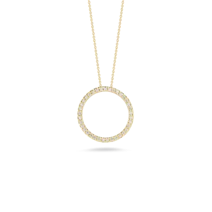 18K YELLOW GOLD CIRCLE PENDANT WITH DIAMONDS .26CT