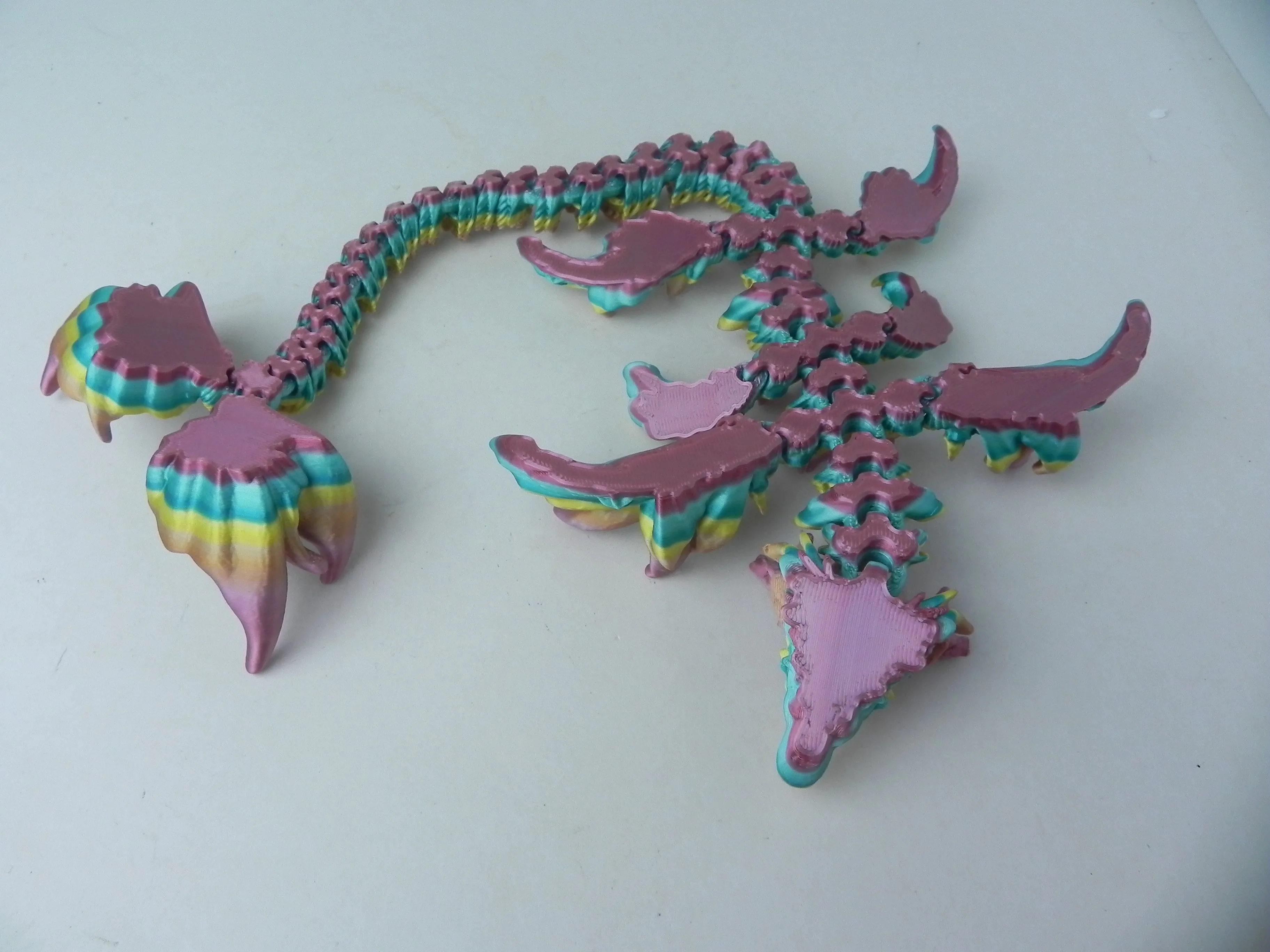 18" Rainbow Coral Dragon Fidget 3D Printed Articulated Dragon