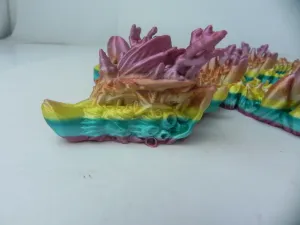 18" Rainbow Coral Dragon Fidget 3D Printed Articulated Dragon