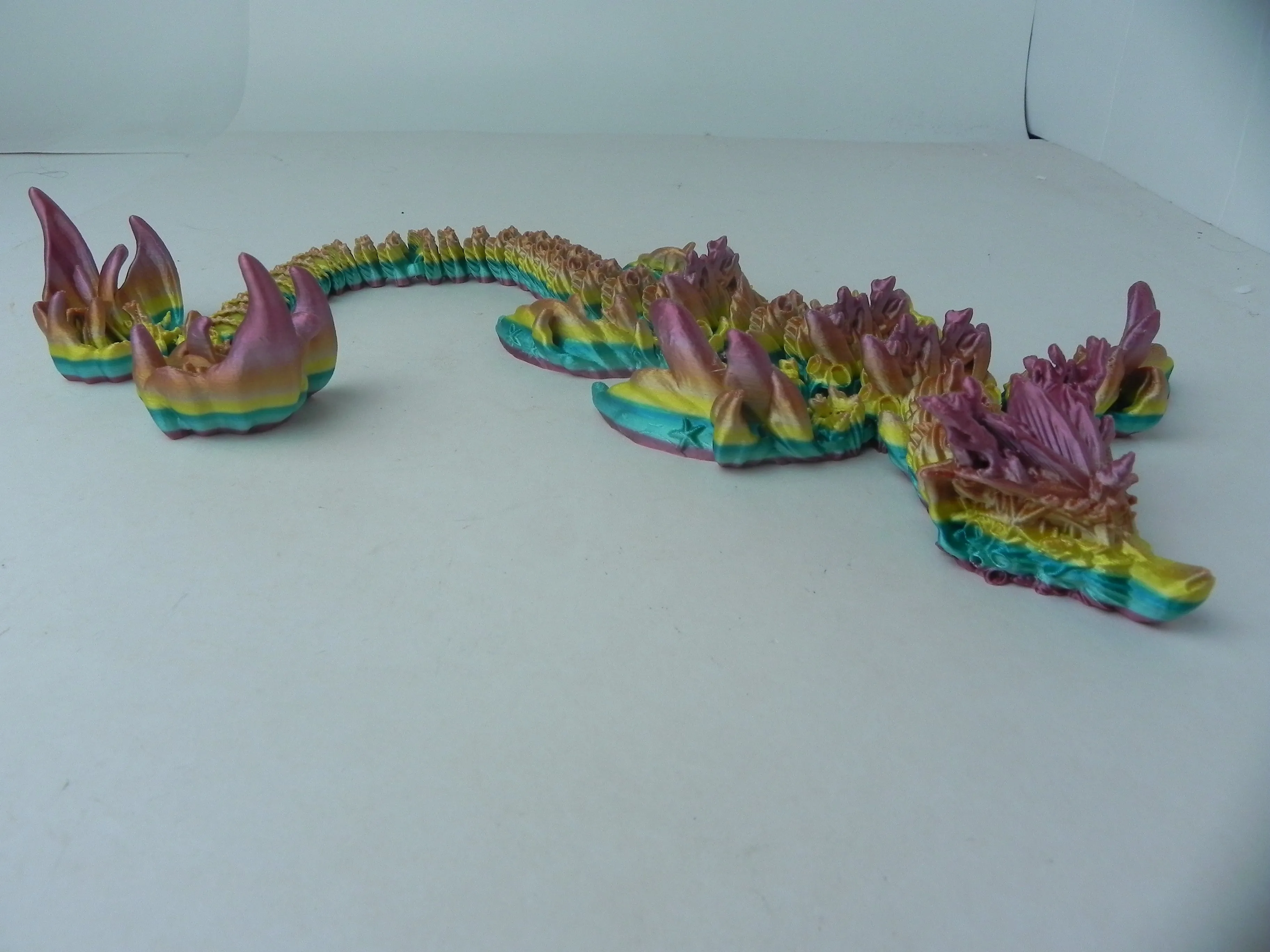 18" Rainbow Coral Dragon Fidget 3D Printed Articulated Dragon