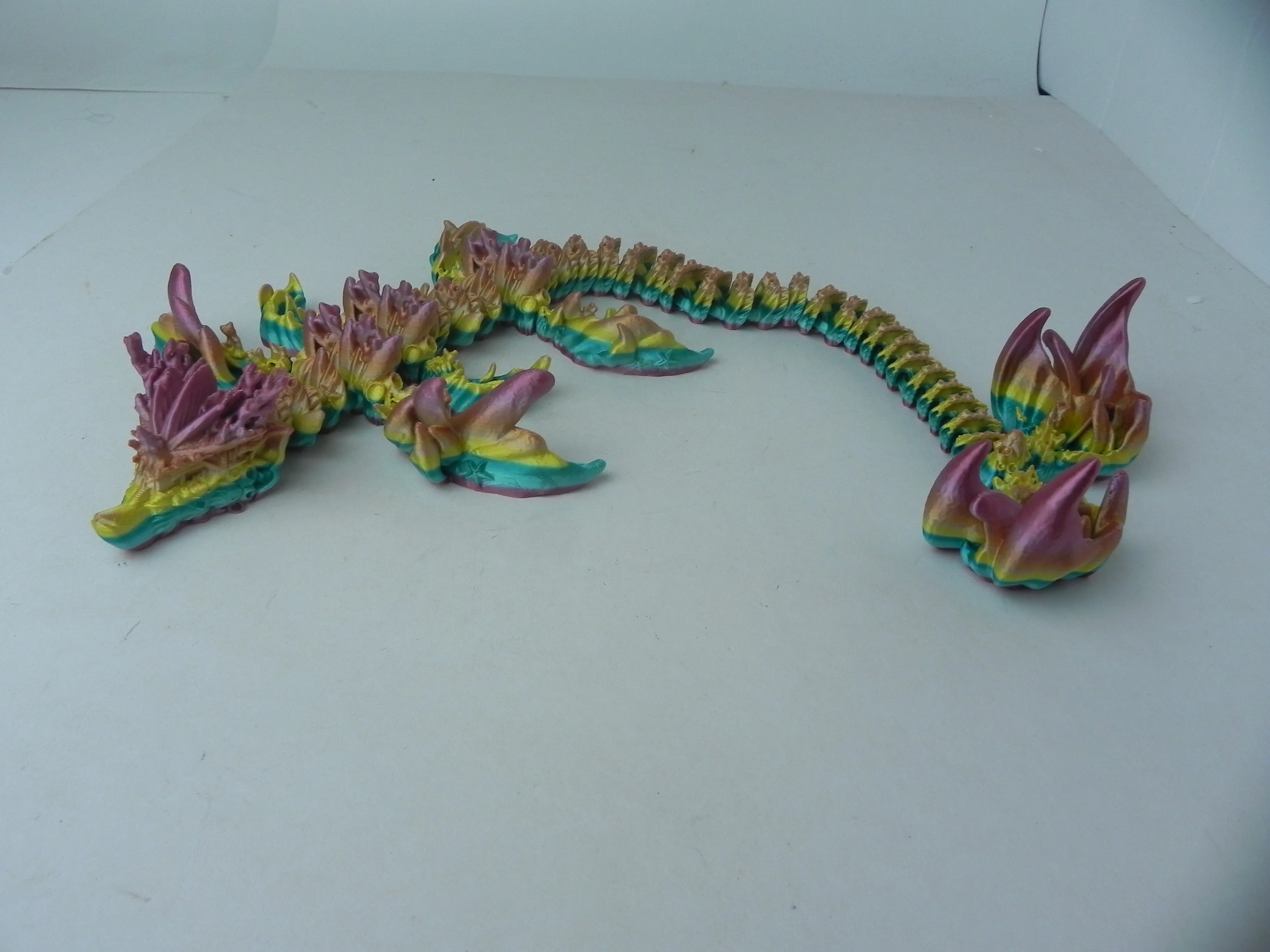 18" Rainbow Coral Dragon Fidget 3D Printed Articulated Dragon
