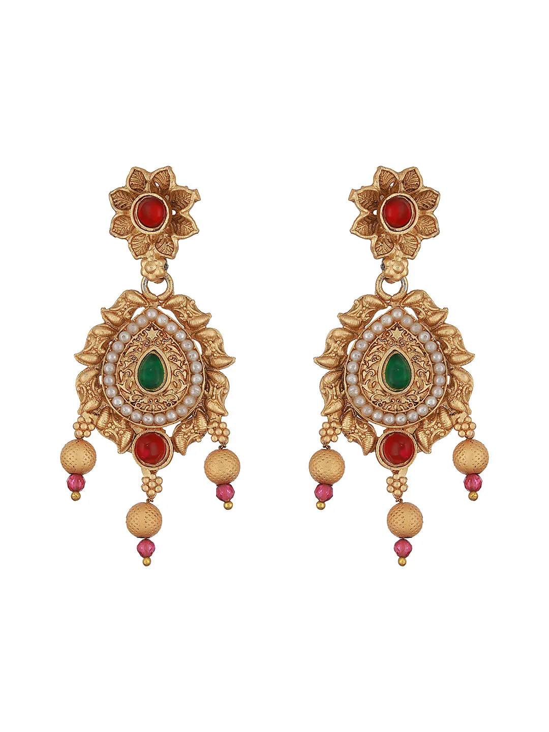 24K Gold-Plated White & Purple Beaded Handcrafted Traditional Necklace Set
