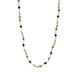 26-Inch Multicolor Agate and Gold Bead Necklace