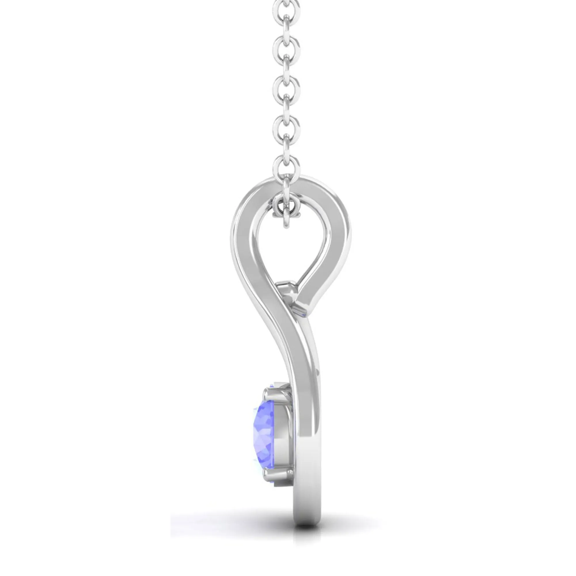 4 MM Tanzanite Solitaire and Gold Teardrop Pendant