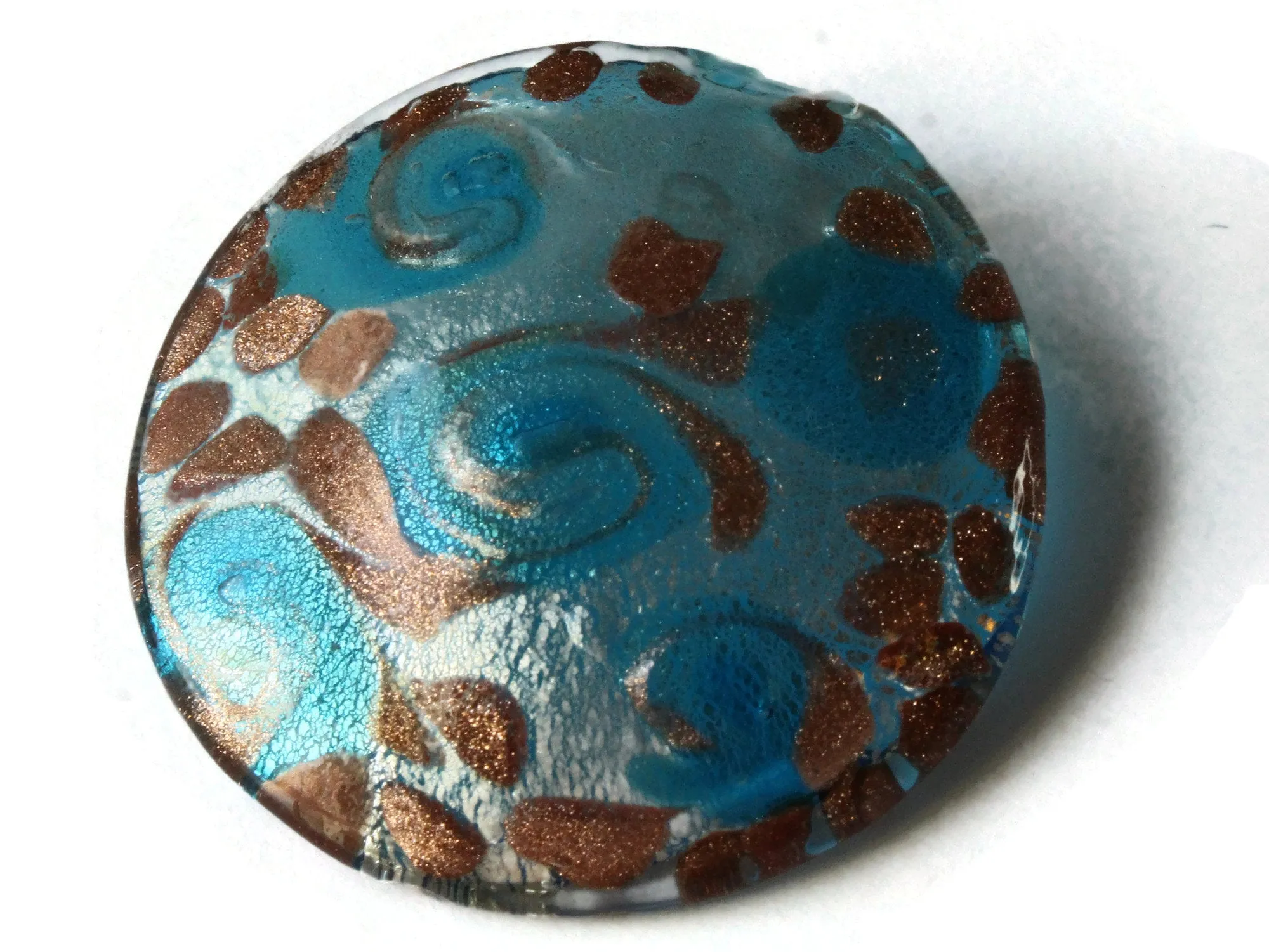 52mm Sky Blue Foil Glass Round Pendant