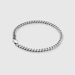 5MM CUBAN LINK BRACELET  - White Gold
