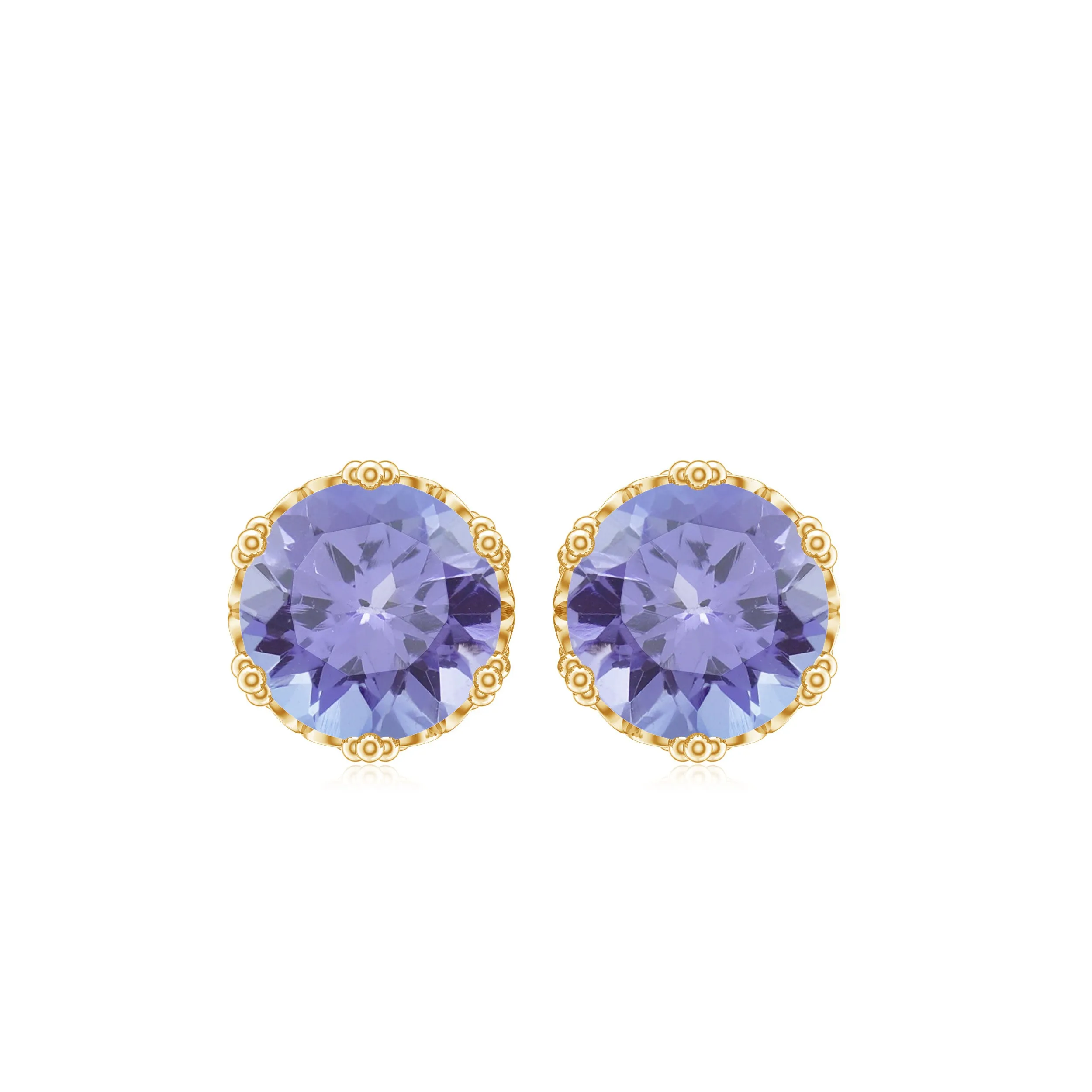 6 MM Tanzanite Solitaire Crown Stud Earrings