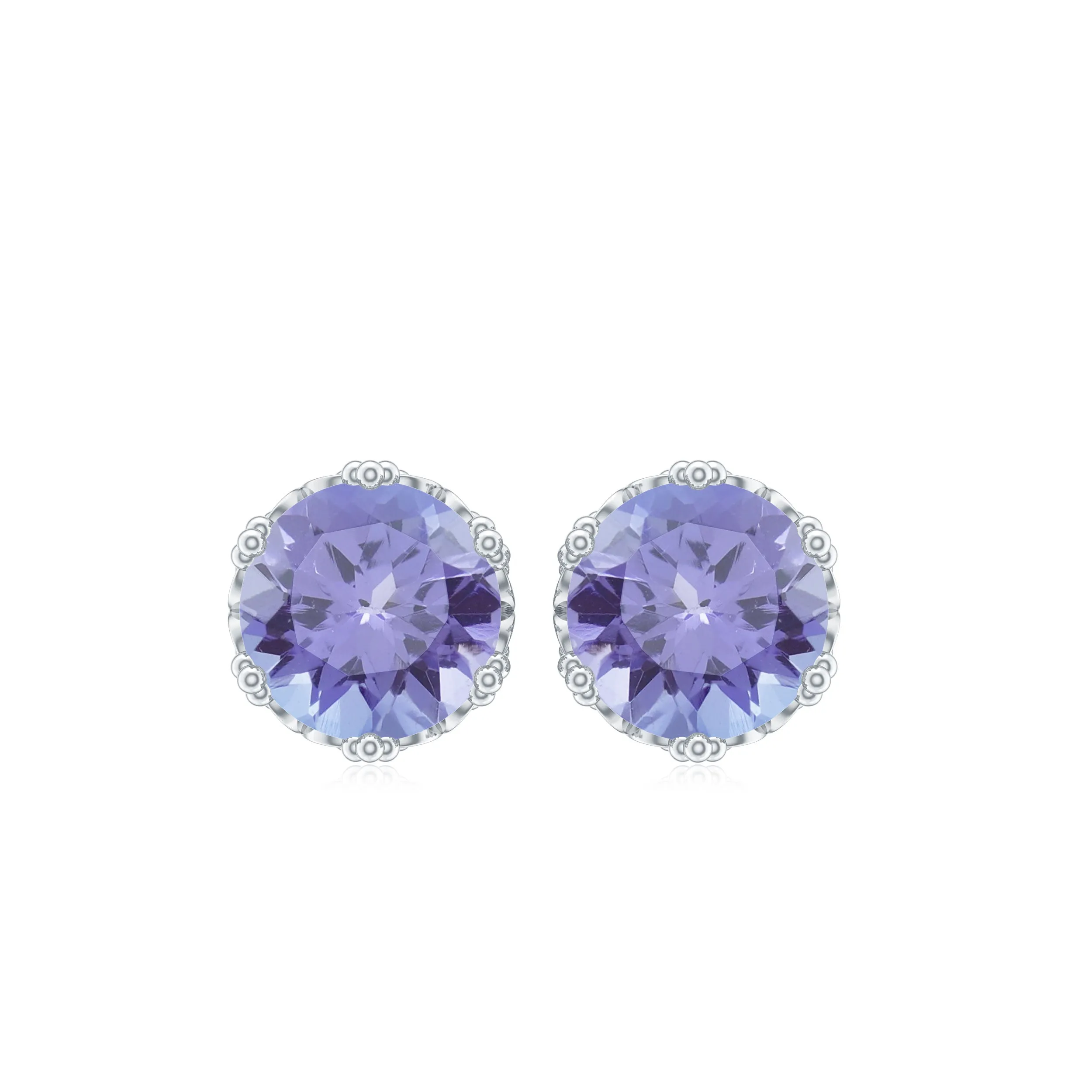 6 MM Tanzanite Solitaire Crown Stud Earrings