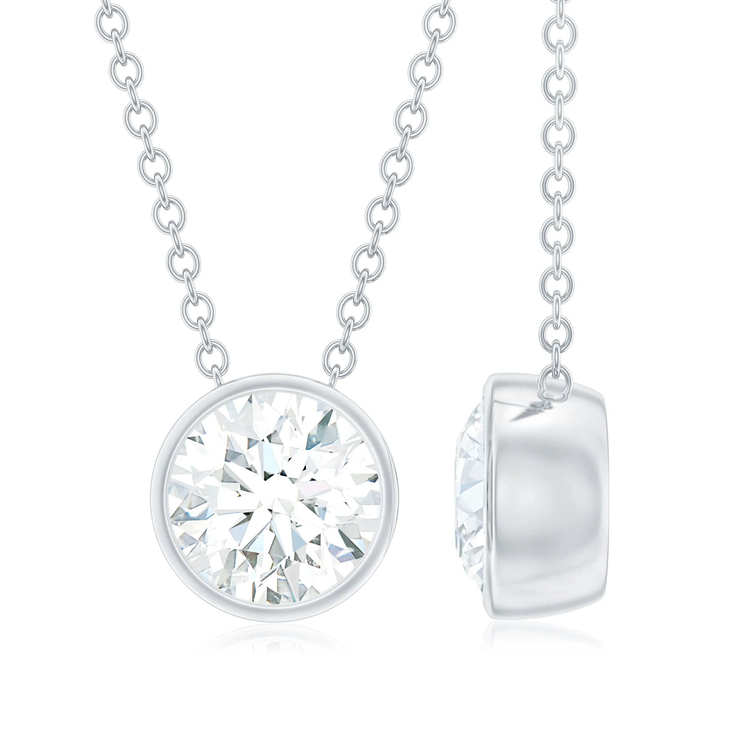 6.50 MM Simple Moissanite Solitaire Pendant Necklace
