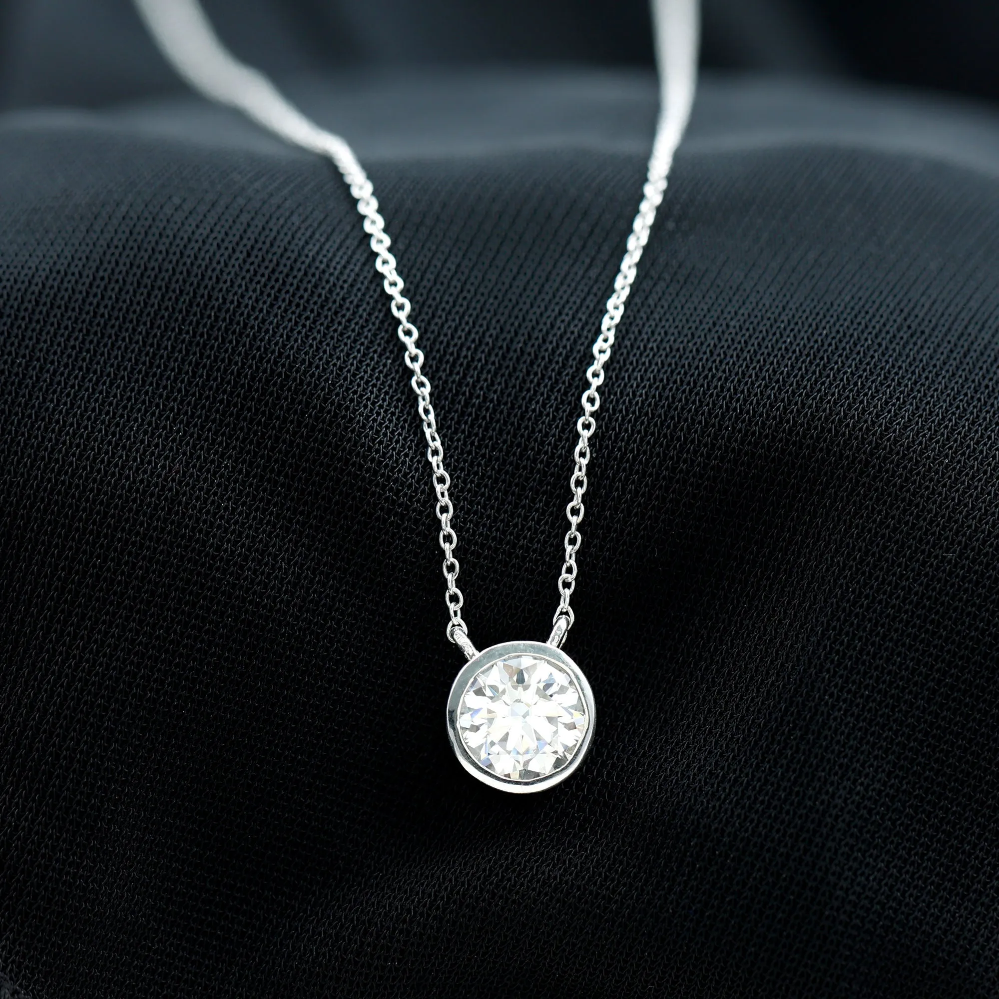 6.50 MM Simple Moissanite Solitaire Pendant Necklace
