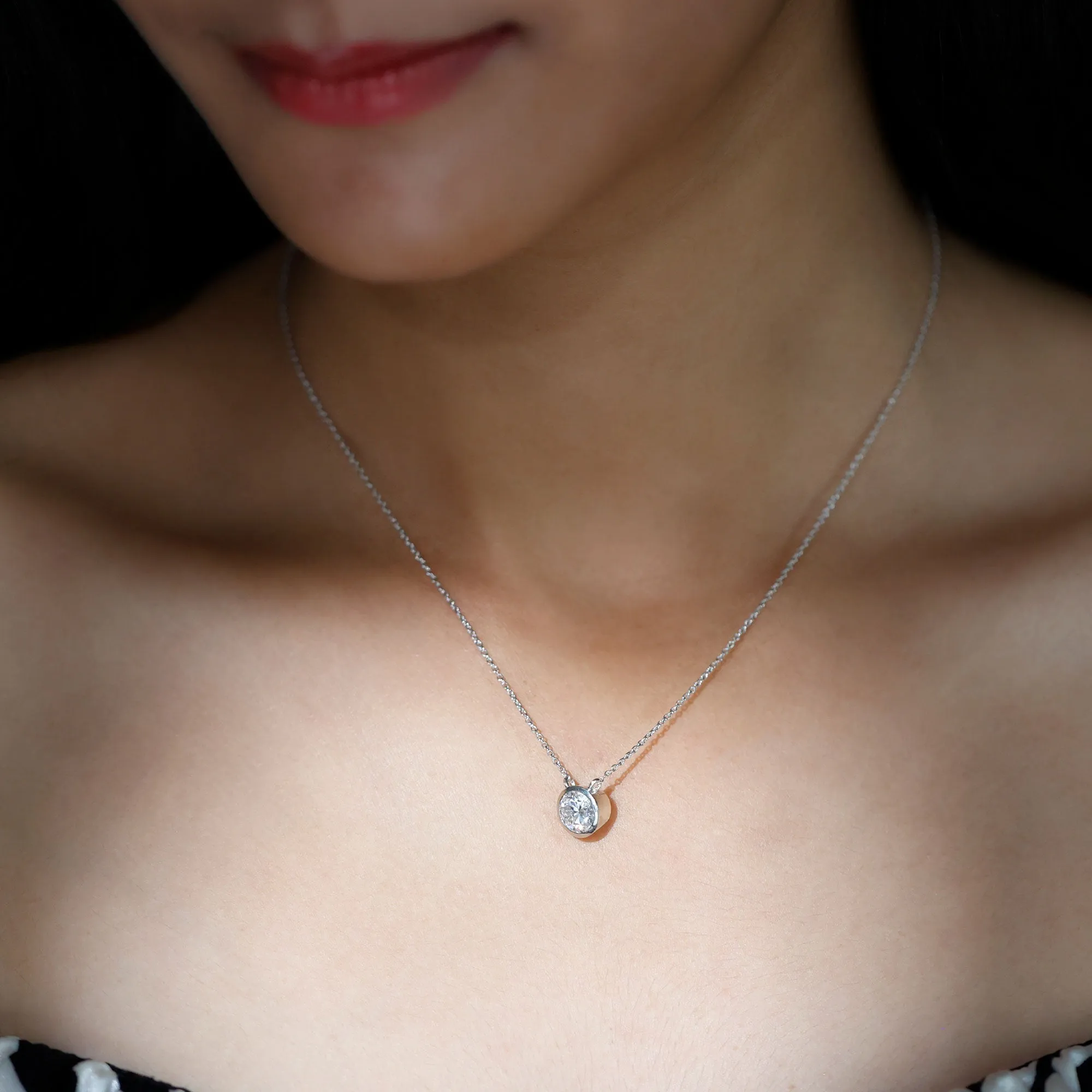 6.50 MM Simple Moissanite Solitaire Pendant Necklace