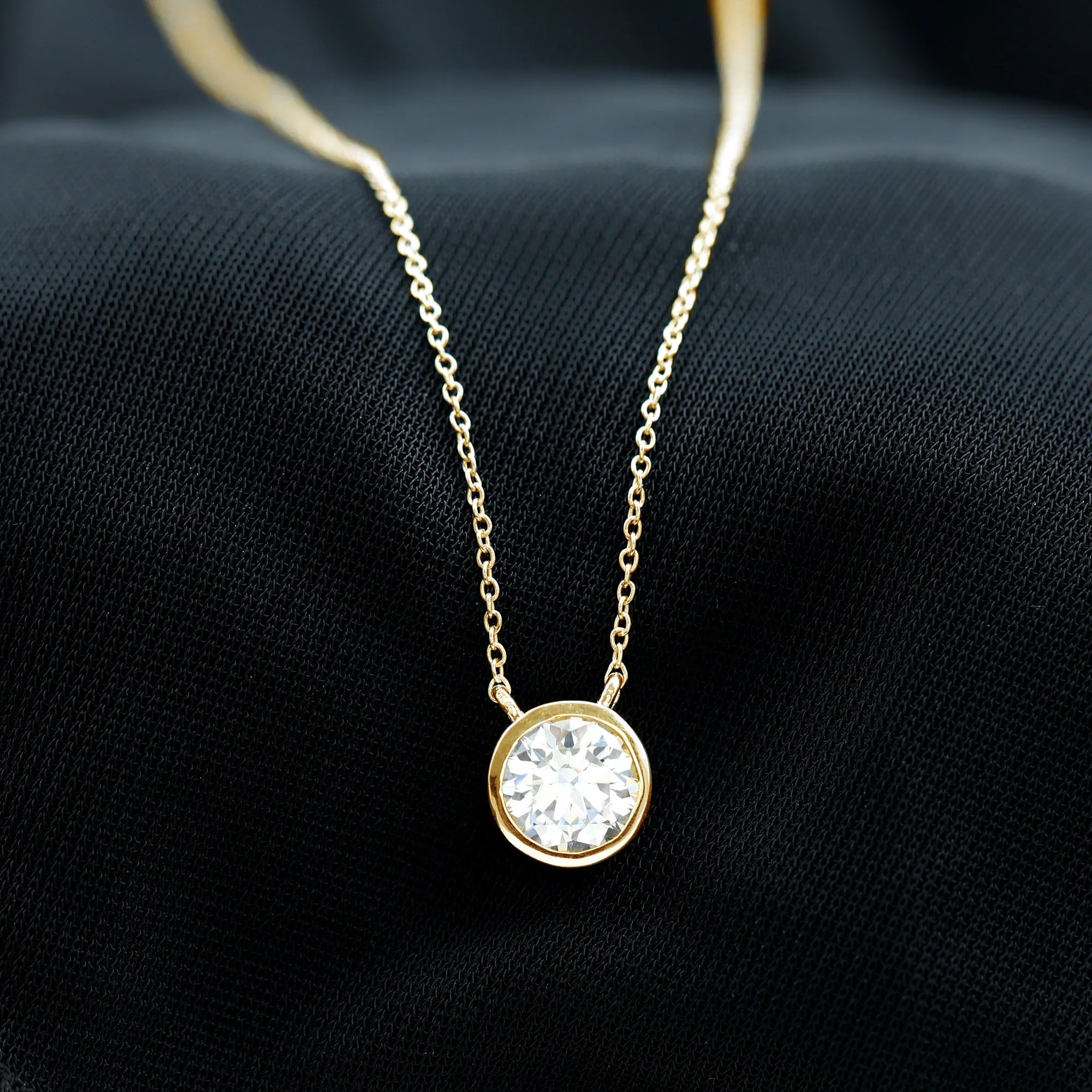 6.50 MM Simple Moissanite Solitaire Pendant Necklace