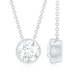 6.50 MM Simple Moissanite Solitaire Pendant Necklace