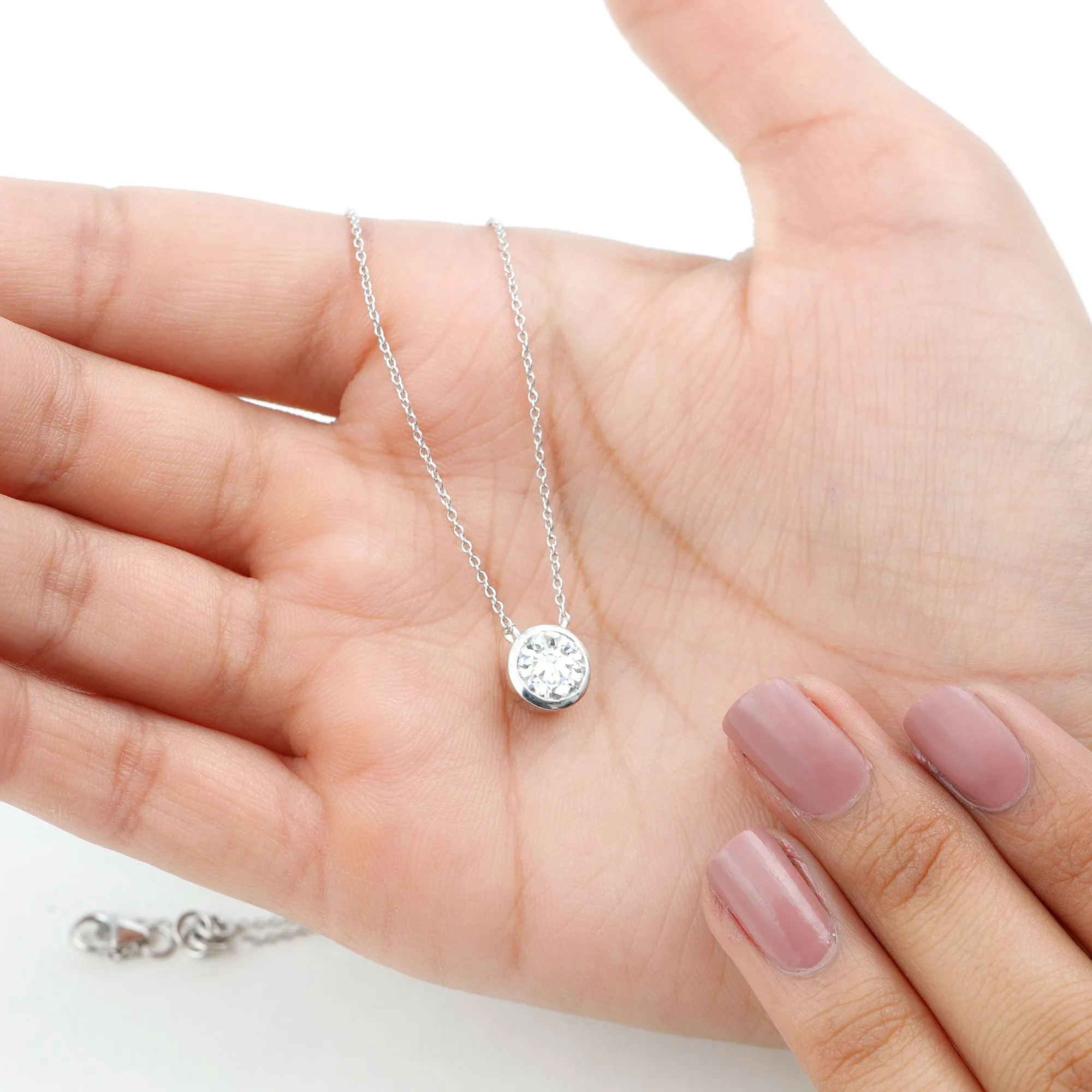6.50 MM Simple Moissanite Solitaire Pendant Necklace