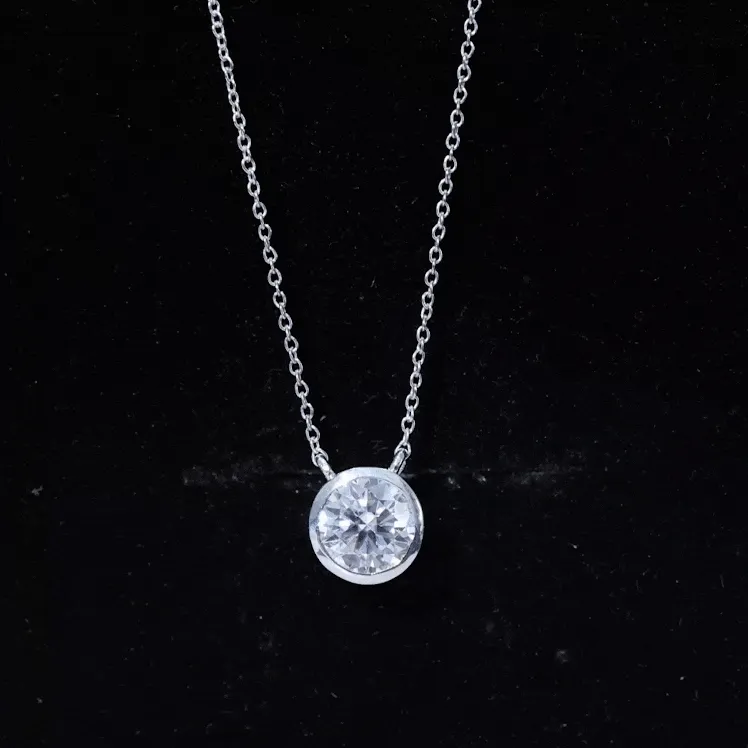 6.50 MM Simple Moissanite Solitaire Pendant Necklace