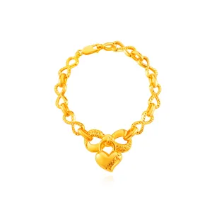 916 Gold Ribbons Heart Bracelet