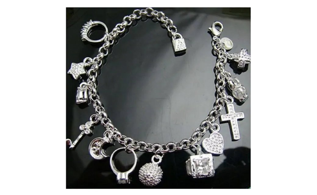 925 Silver Cubic Zirconia Jewelry Bracelet with Pendant.