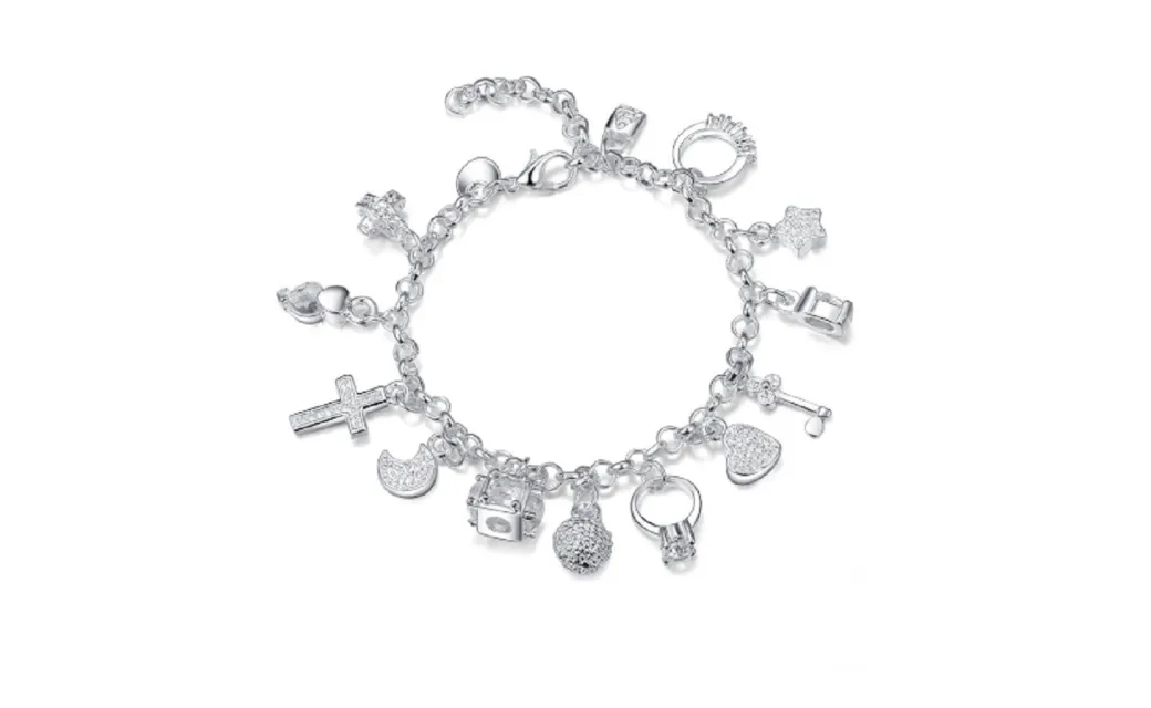 925 Silver Cubic Zirconia Jewelry Bracelet with Pendant.