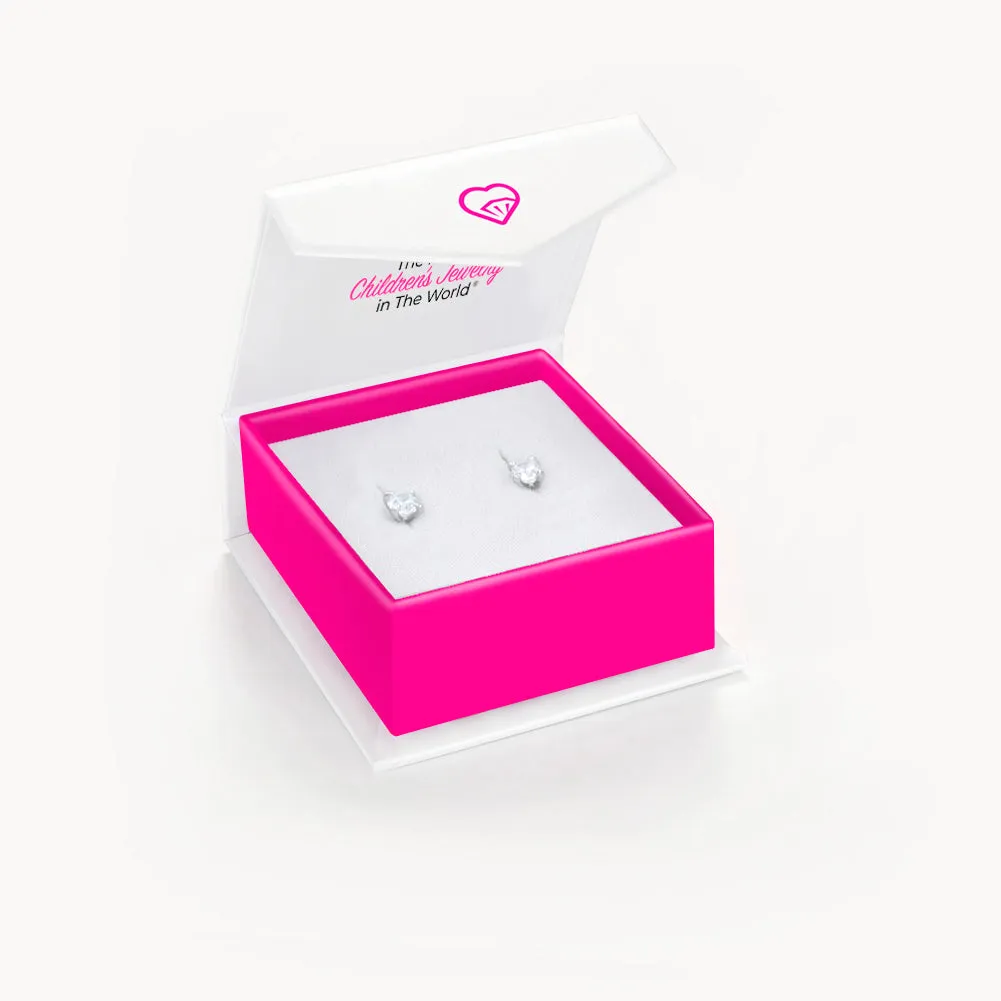 925 Sterling Silver 6mm CZ Prong Set Screw Back Earrings for Teens