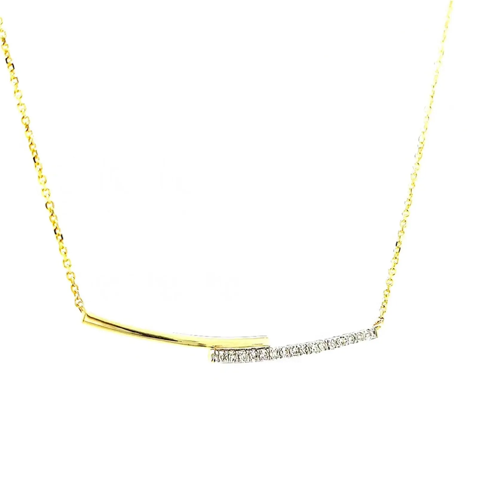 9ct Yellow Gold Round Brilliant Cut with 0.08 CARAT tw of  Diamond Necklace