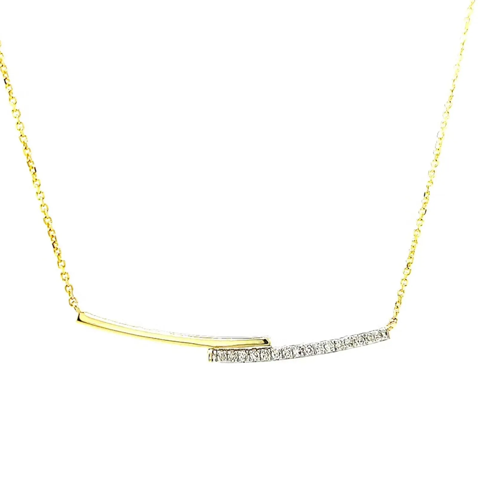 9ct Yellow Gold Round Brilliant Cut with 0.08 CARAT tw of  Diamond Necklace