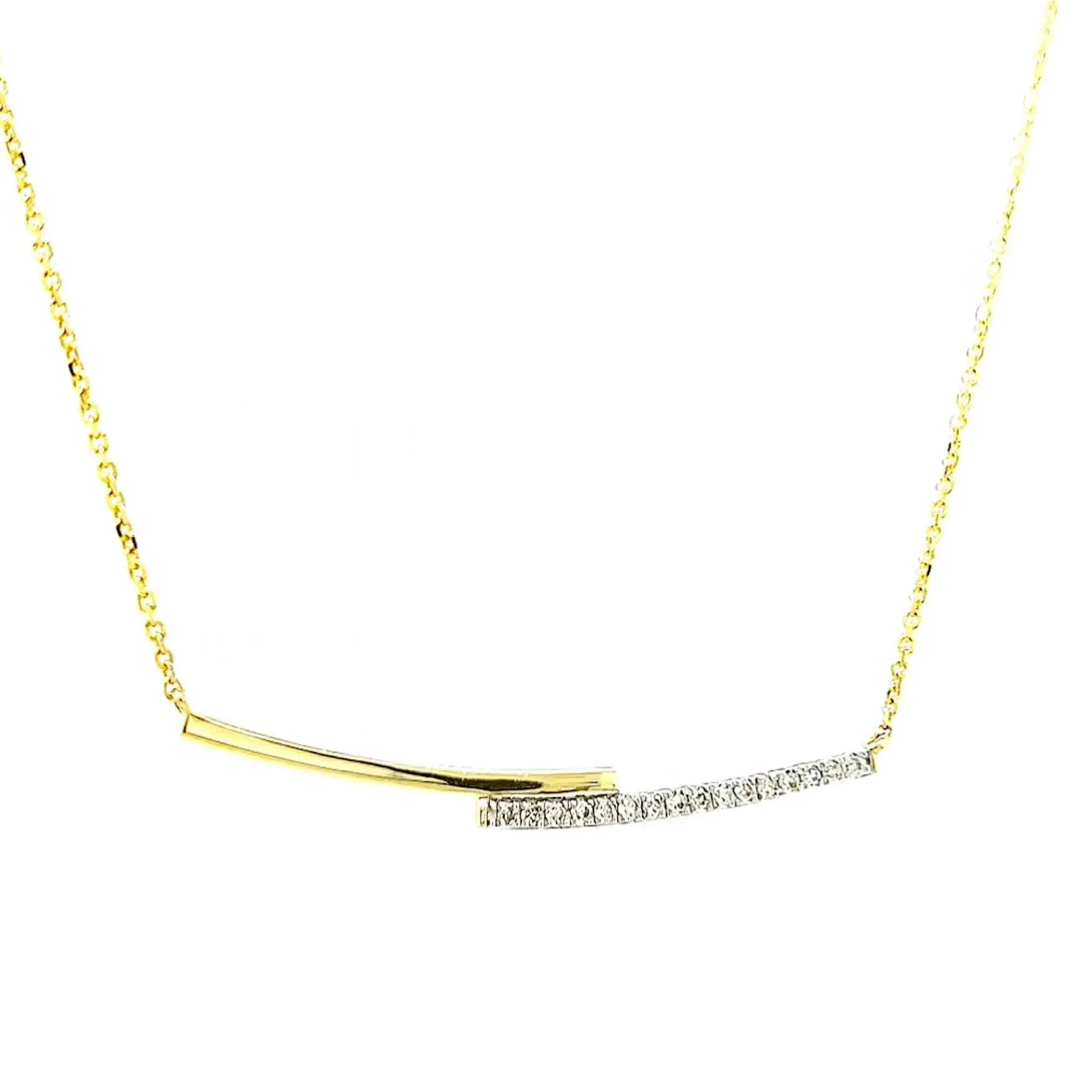 9ct Yellow Gold Round Brilliant Cut with 0.08 CARAT tw of  Diamond Necklace