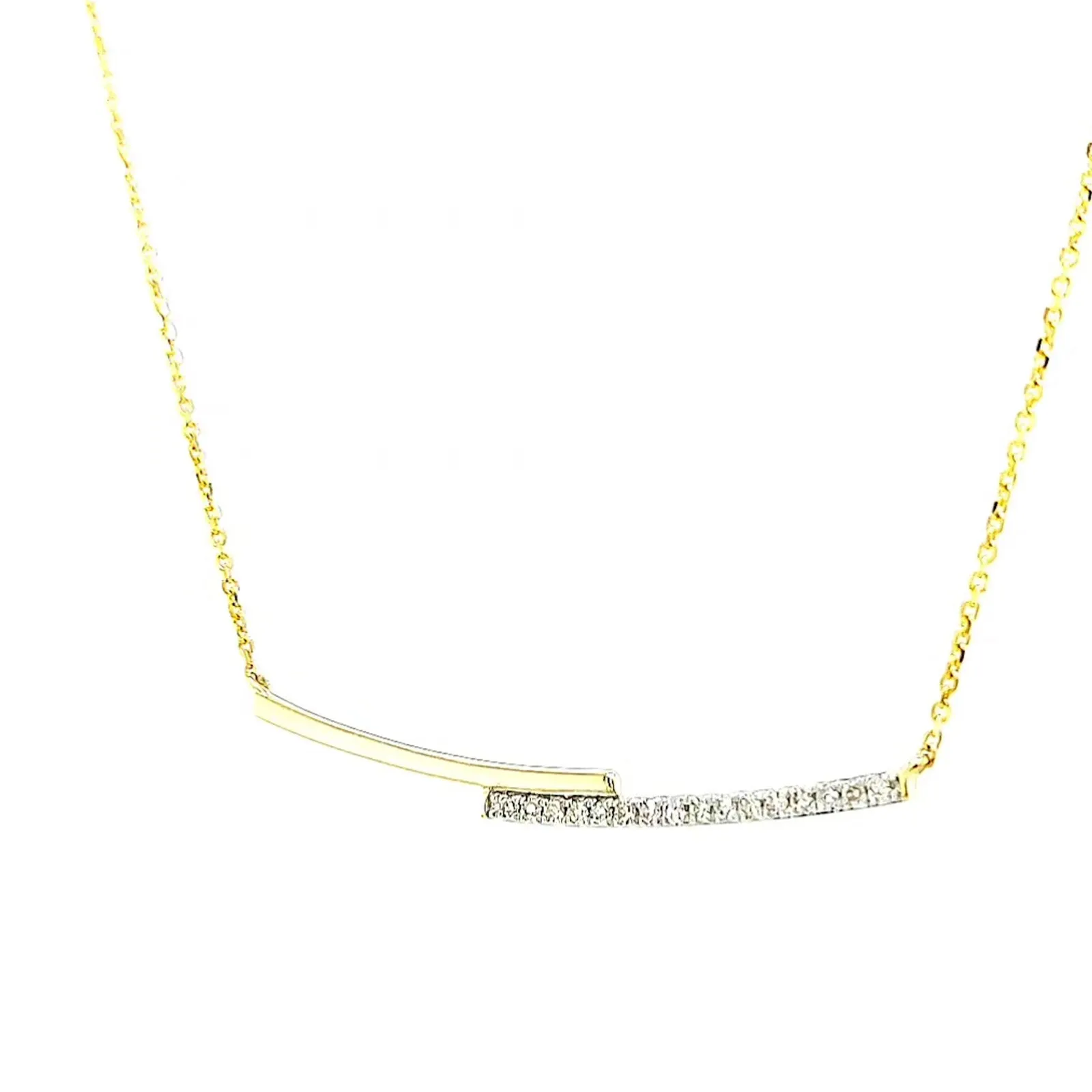 9ct Yellow Gold Round Brilliant Cut with 0.08 CARAT tw of  Diamond Necklace