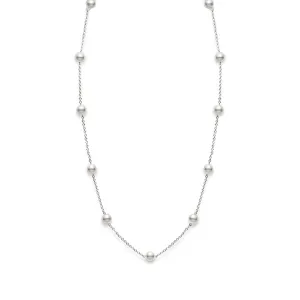 Akoya Cultured Pearl Station Necklace - 18K White Gold