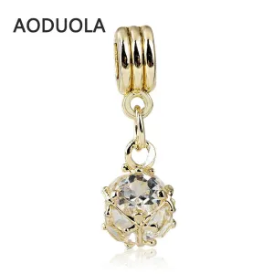 Alloy Beads Round CZ Pendant Charm fir for Pandora Bracelet Necklace Charms