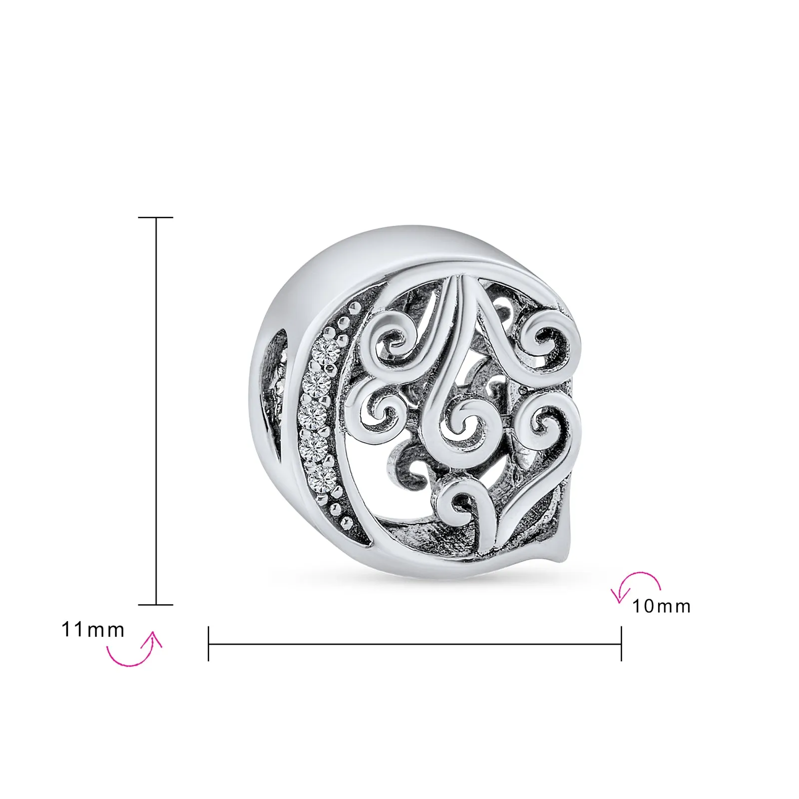 Alphabet Initial Fancy CZ Block Letter Bead Charm .925Sterling Silver