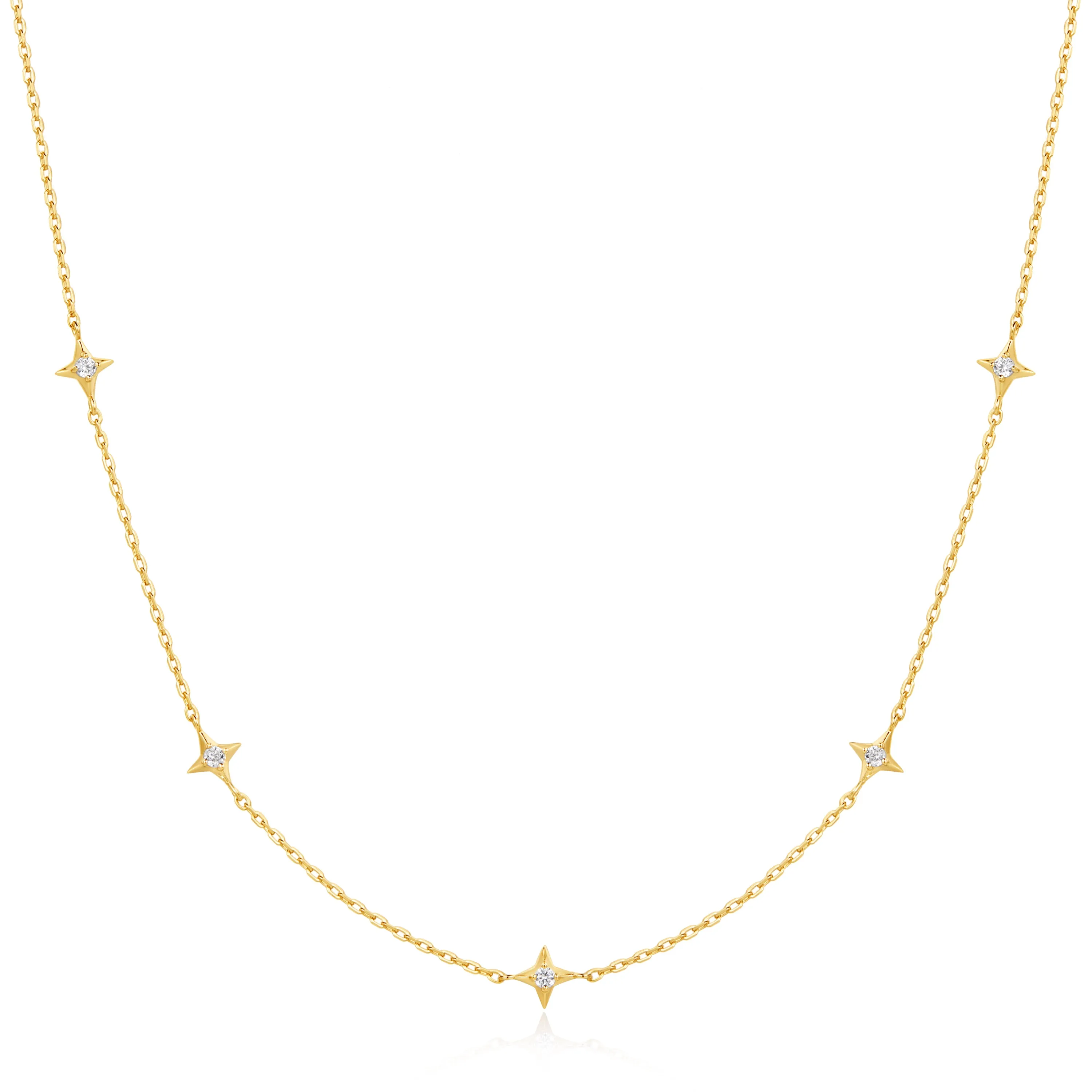 Ania Haie Yellow Gold CZ Star Station Necklace