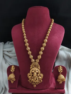 Antique Ball Design Mala Set with Ganesha Pendant