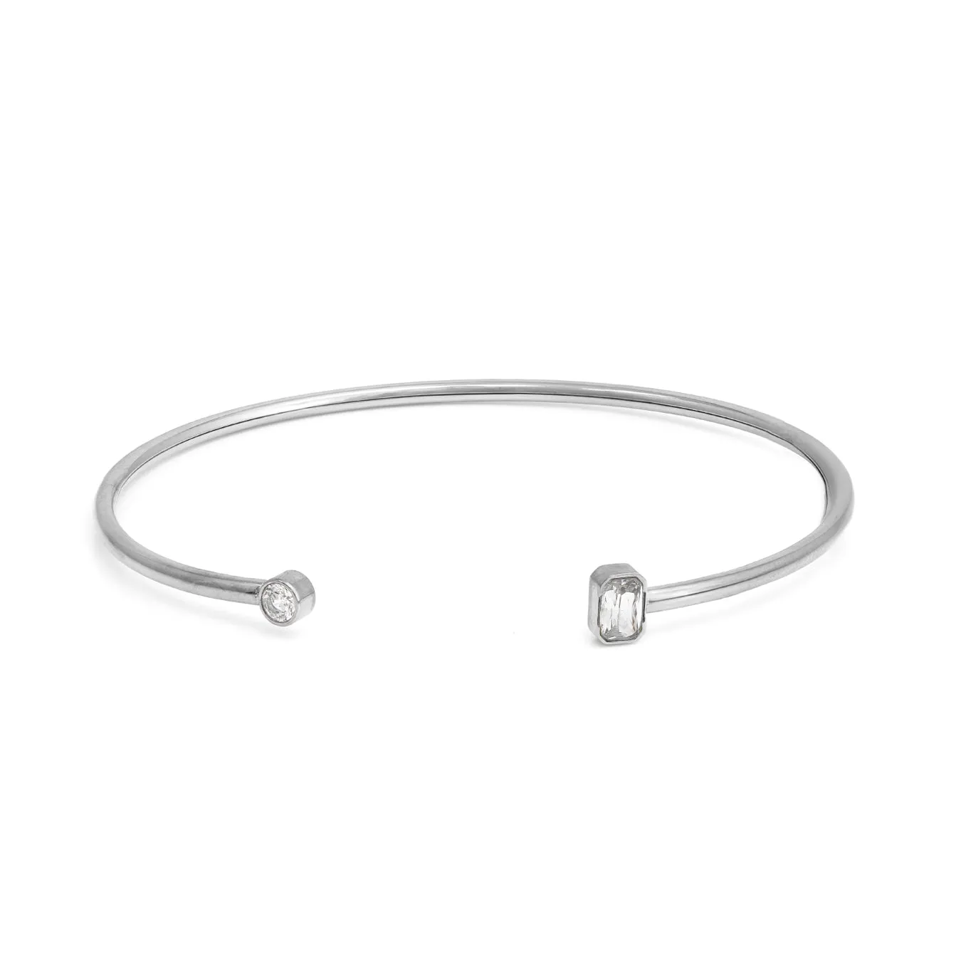 April Diamond Birthstone Bangle - Silver