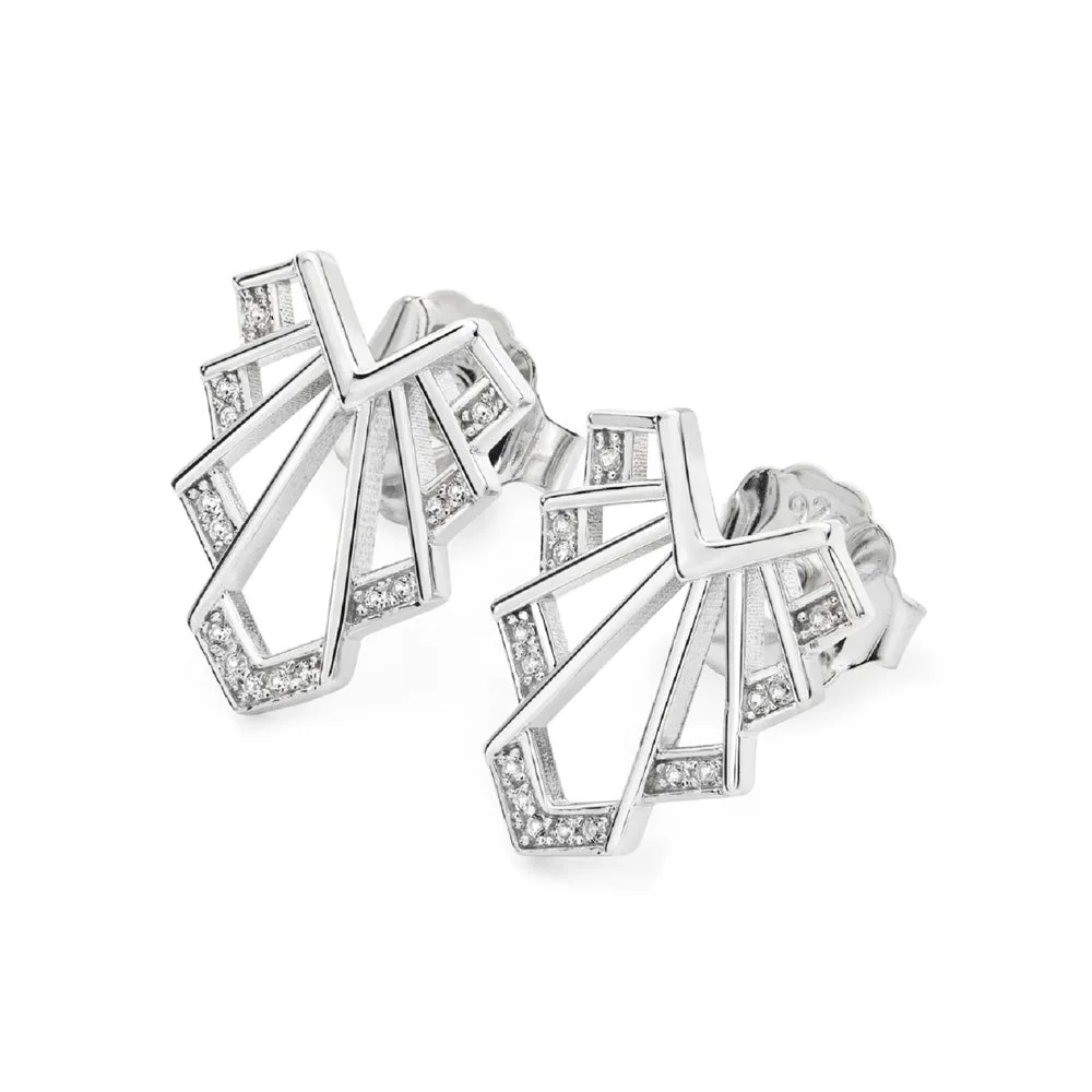 Art Deco Chrysler Stud Earrings in Sterling Silver