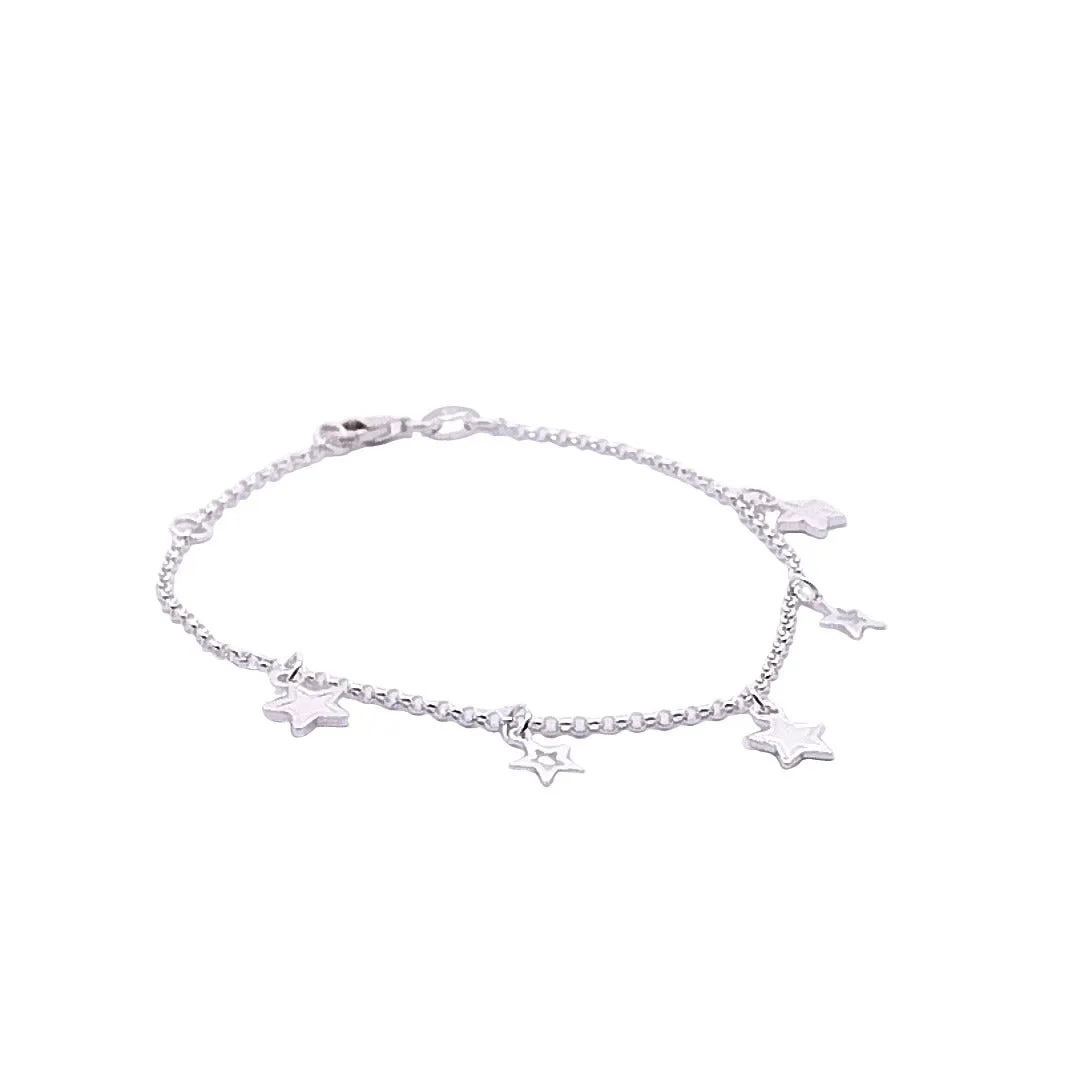B5331 7.25INCH CHARM BRACELET 5 STARS 2.60G