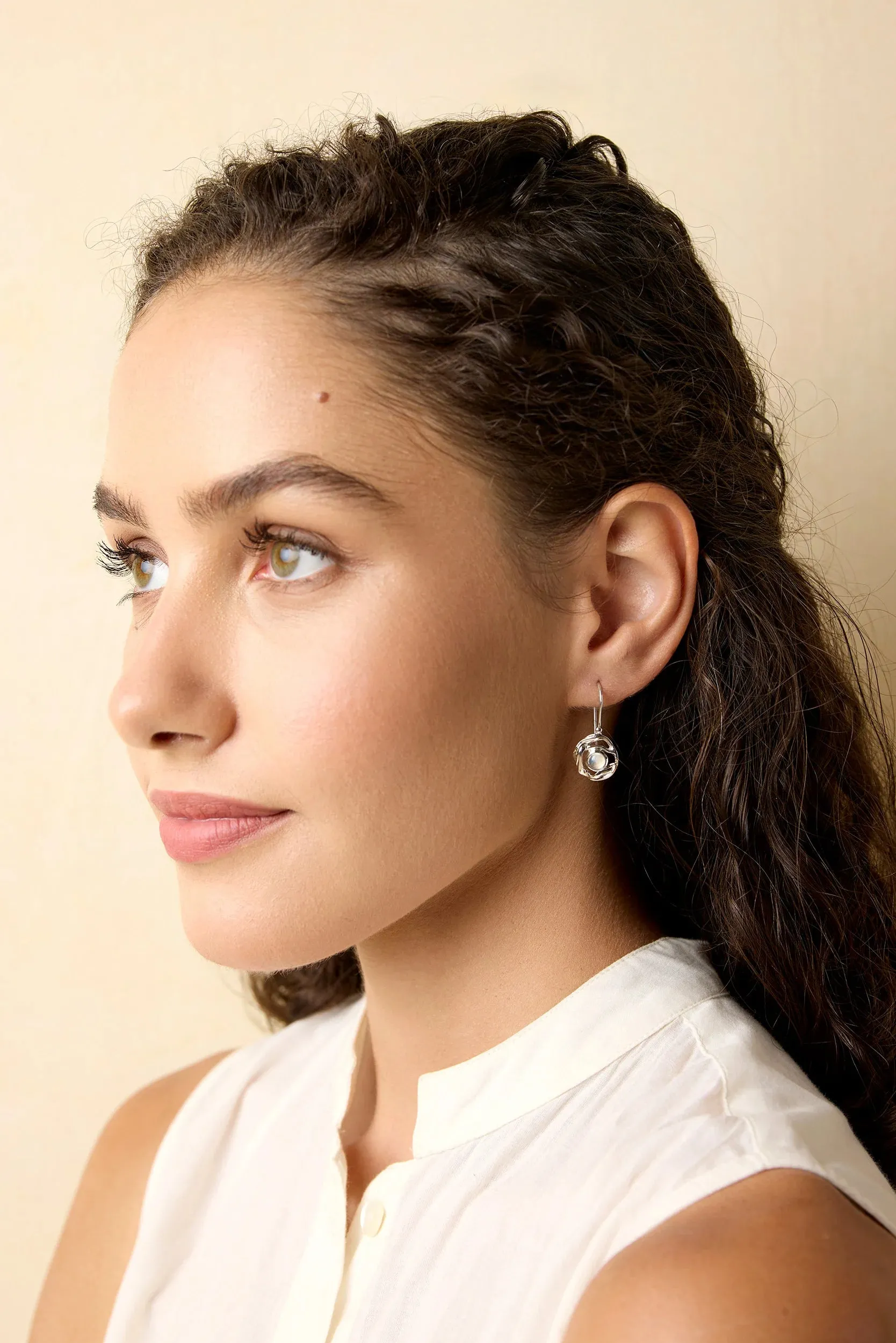 Banyan Dainty Organic Moonstone Drop Earrings