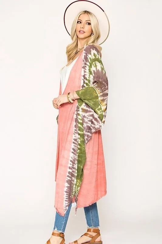 Beach Cover Up Kimono - Coral