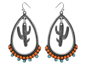 Beaded Teardrop Cactus Earrings