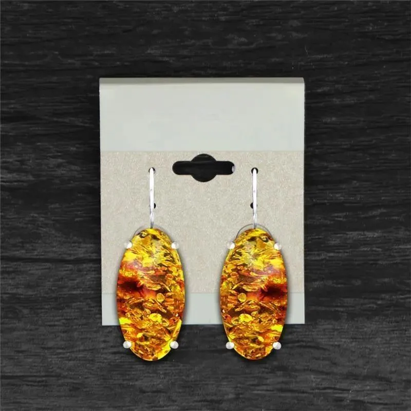 Big Vintage Eye Shape Synthetic Ambers Claw Earrings For Women