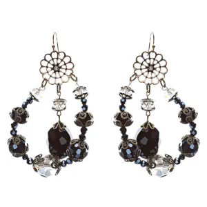 Bold Fashion Unique Beaded Charms In Tear Drop Statement Earrings E854 Black