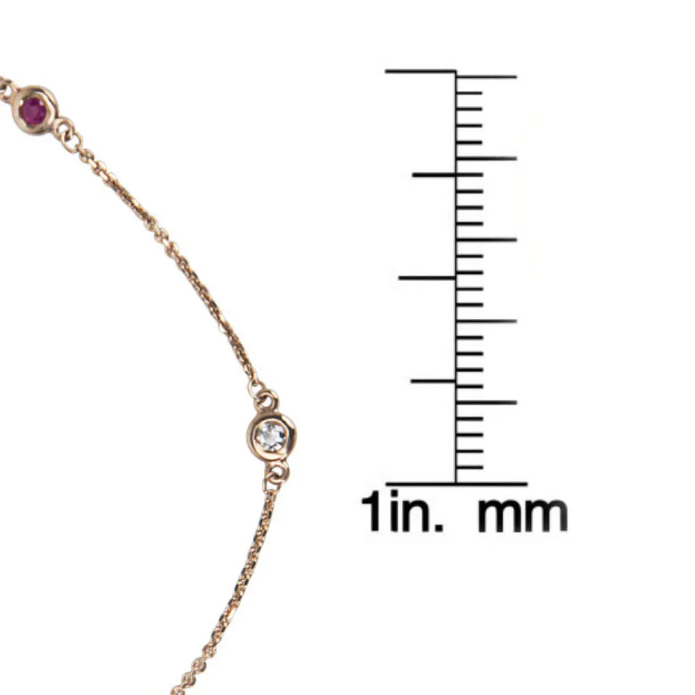 BRAND NEW Diamond & Ruby By-the-Yard Necklace in 14K Rose Gold (0.28 CTW)